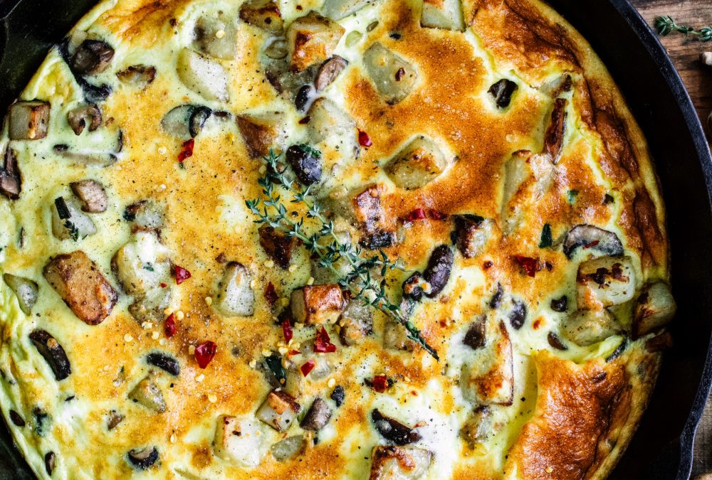 Mushroom, Onion and Feta Frittata