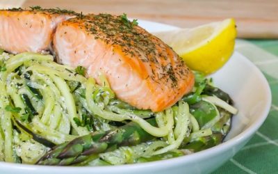 Salmon with Creamy Courgetti