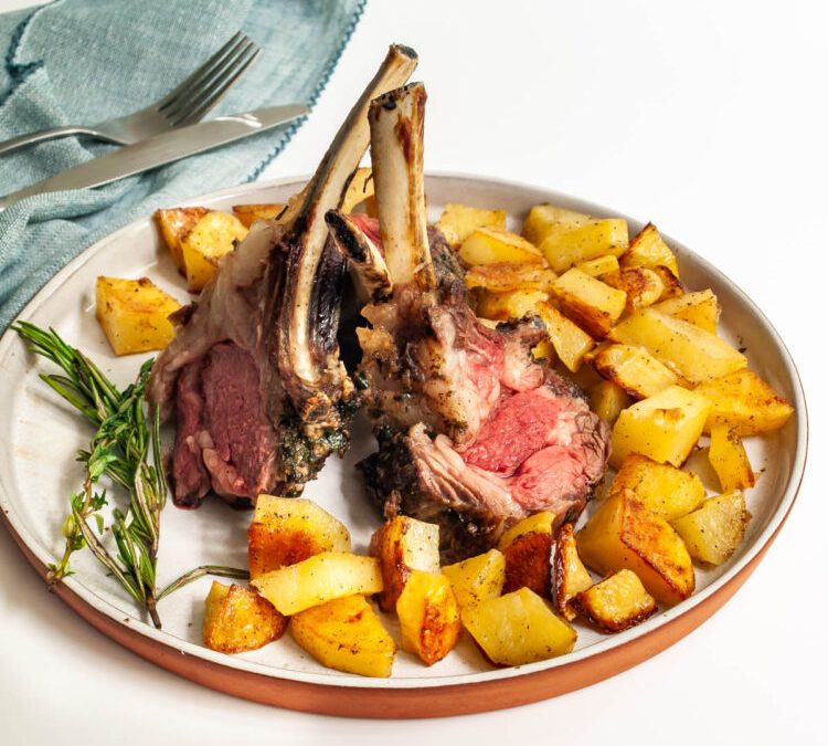 Herb-crusted Rack of Lamb with Pumpkin wedges